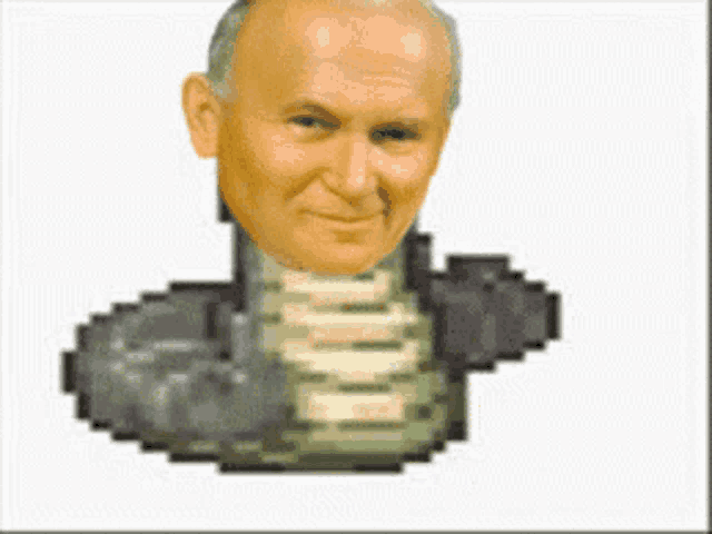 a pixelated image of a man 's head with a gun
