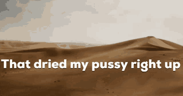 a picture of a desert with the words `` that dried my pussy right up '' written on it .