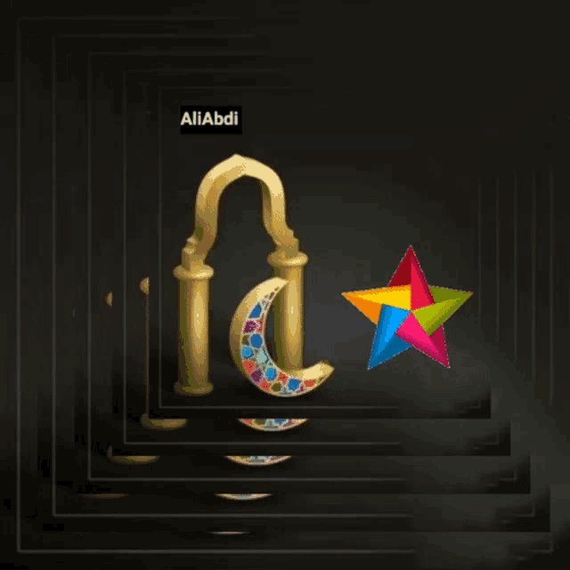 a picture of a crescent moon and a star with the name aliabdi