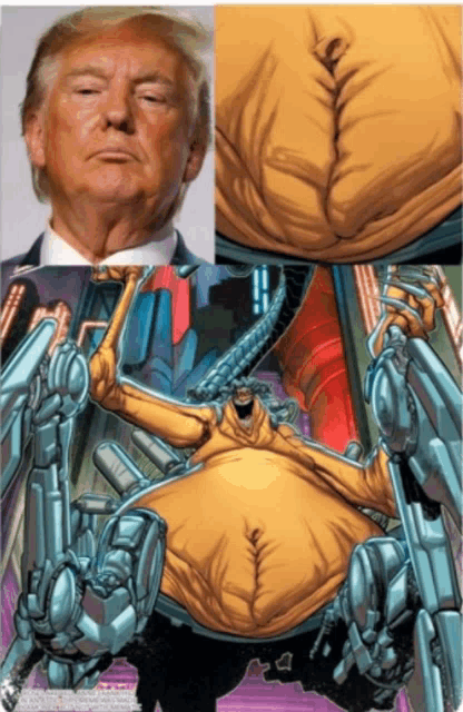 a picture of donald trump is next to a picture of a robot