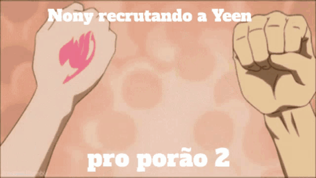 a man and a woman are standing in a room with the words " nony recruitando a yeen pro porao 2 "