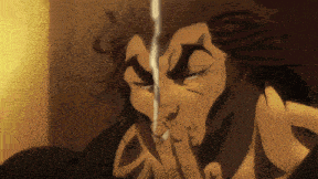 a man with a beard is smoking a cigarette with a flame coming out of his mouth