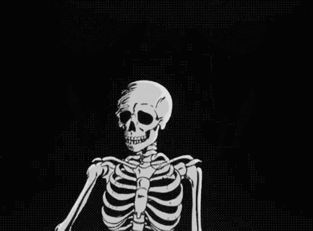 a black and white drawing of a human skull with its mouth open