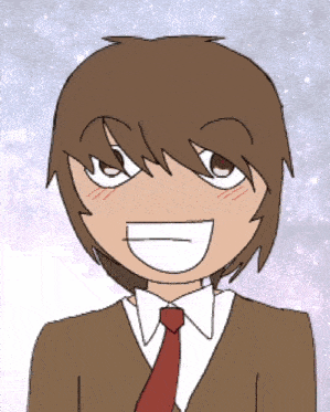 a drawing of a boy with brown hair wearing a suit and tie