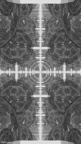 a black and white photo of a kaleidoscope with a pattern of circles .