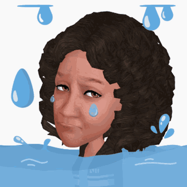 a cartoon drawing of a woman with tears on her face
