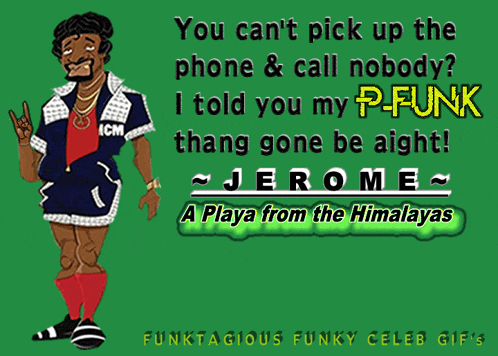 a cartoon of jerome a playa from the himalayas with a green background