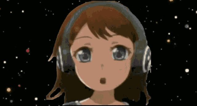 a girl is wearing headphones and making a gesture with her hand