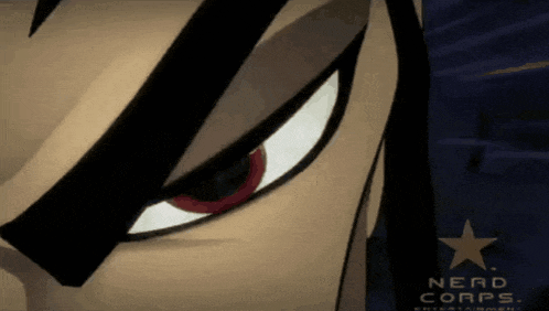 a close up of a nerd corps logo on a cartoon character