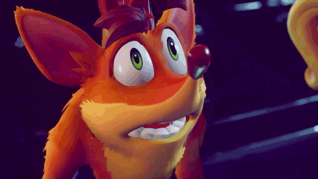 a close up of a cartoon character 's face