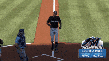 a baseball player with the name bryan de la cruz on the back of his jersey