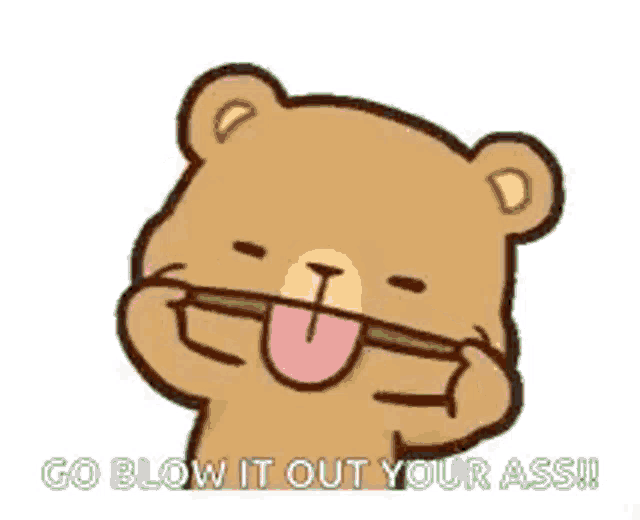 a cartoon of a tree with the words `` go blow it out your ass '' .