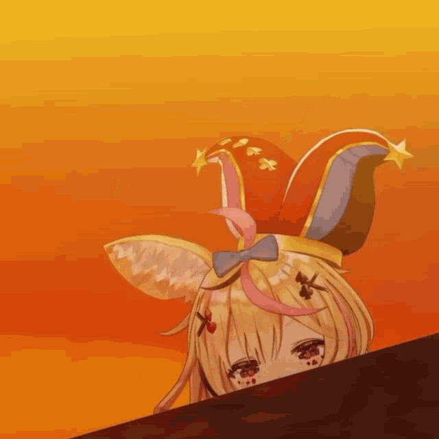 a girl with bunny ears and a bow on her head