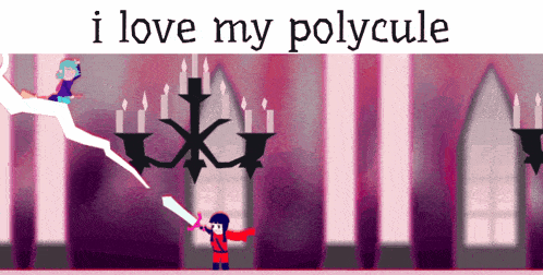 a poster that says ' i love my polycule ' at the top