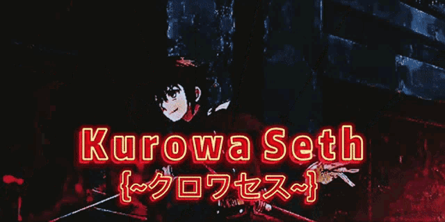a poster for kurowa seth shows a man holding a sword
