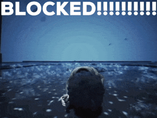 a blue background with the words blocked written in white
