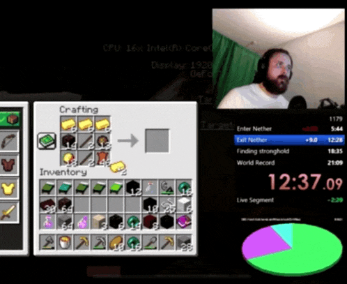a man is playing a video game with the time 12:37:09