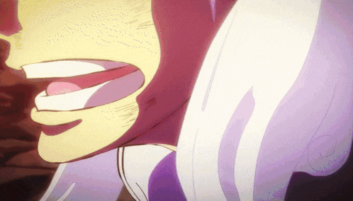 a close up of a person 's mouth with a purple background