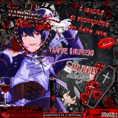 a picture of a vampire with the words vampire girlfriend written on it