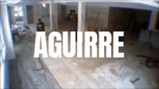 a sign that says aguirre on it in white letters