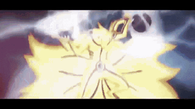 a cartoon character is standing in front of a glowing yellow light .