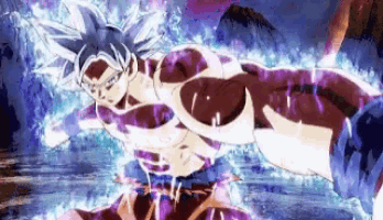 a man in a purple and white costume is flying through the air with a purple background .