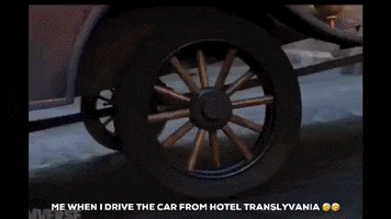 a video that says me when i drive the car from hotel transylvania on the bottom