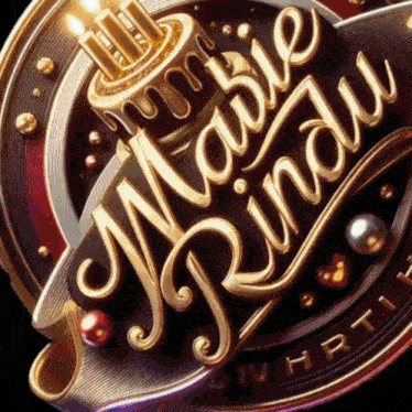 a sign that says ' marie rindu ' on it with a cake on top