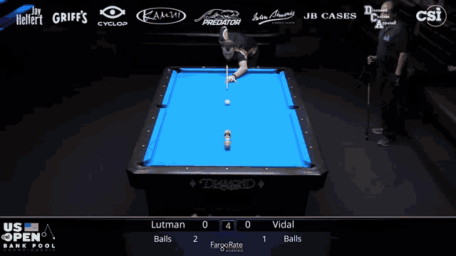a pool table with a blue cloth and the word diamond on it