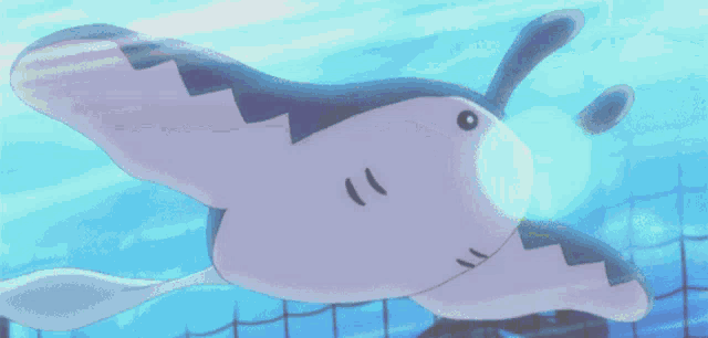 a cartoon of a shark swimming in the water with the word tokyo on the bottom left