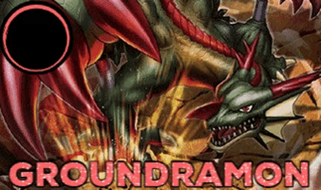 a picture of a dragon with the words groundramon written below it