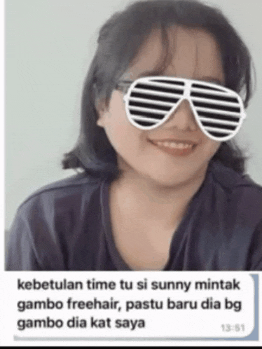 a picture of a woman wearing sunglasses with a text below it