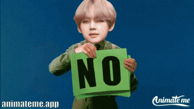 a man holding a sign that says novo