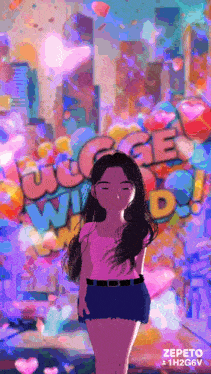 a pixel art of a girl standing in front of a wall that says juggernaut world