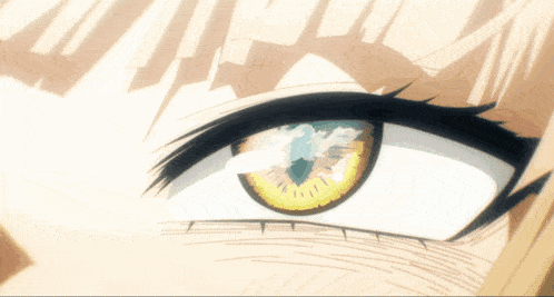 a close up of a cartoon character 's eye