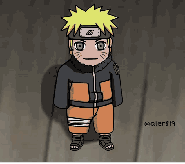 a cartoon drawing of naruto with the username @ aler819 on the bottom