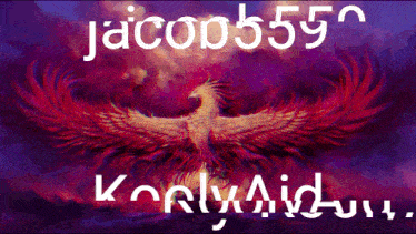 a painting of a phoenix with the name jacob555 written below it