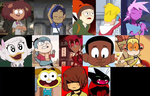a collage of cartoon characters with one that says wanted on it