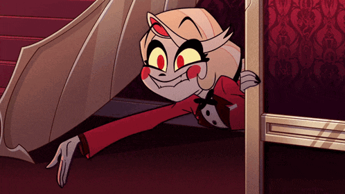 a cartoon character is peeking out of a door