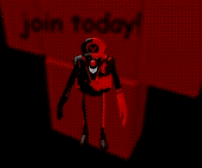 a silhouette of a person in a dark room surrounded by red boxes