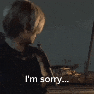 a video game character says i 'm sorry in front of a stone wall