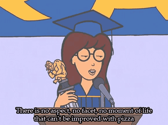 a cartoon of a woman in a graduation cap giving a speech