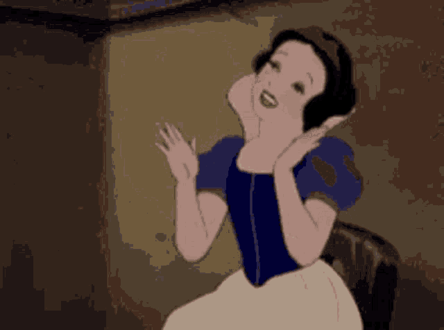a cartoon of snow white from the movie snow white and the seven dwarfs waving