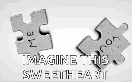 two puzzle pieces that say me and you on them