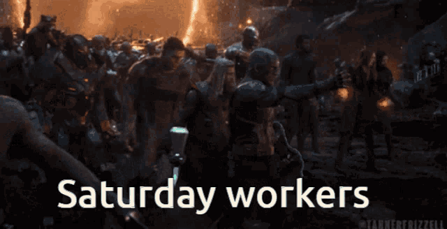 Saturday Workers Helpdesk GIF - Saturday Workers Helpdesk Avengers Saturday GIFs
