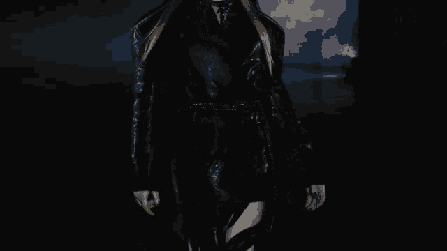 a woman wearing a black leather jacket and a choker