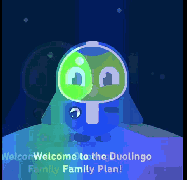 a welcon welcome to the duolingo family plan sign