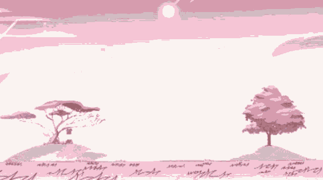a drawing of a pink sky with a tree in the foreground and the words " what a wonderful day " in the background