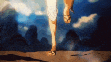 a person 's feet are shown in a cartoon while they are running .