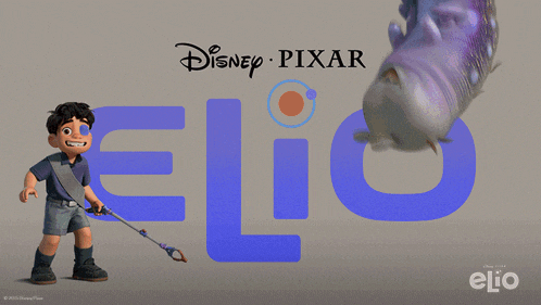 a disney pixar ad with a boy holding a stick